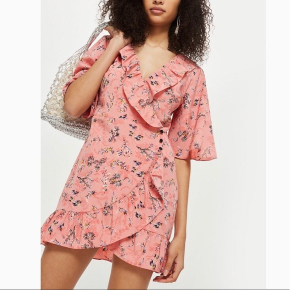 Topshop Dresses & Skirts - [SOLD] Topshop Off Duty Ruffle Wrap Dress